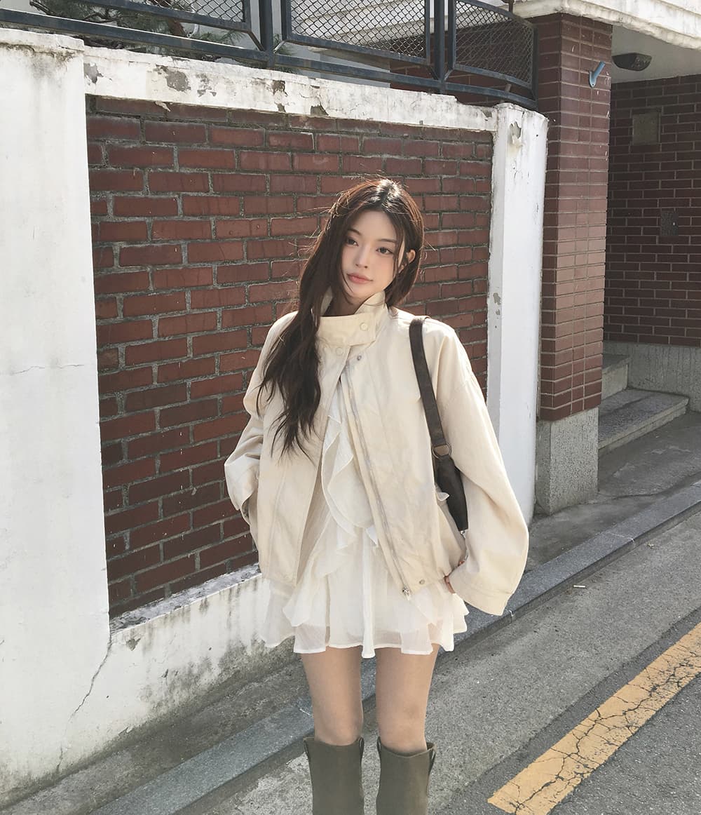 있음 선적 슈퍼 요정 프릴 작은 키 나팔 긴팔 드레스 투피스 세트 상세 이미지 11