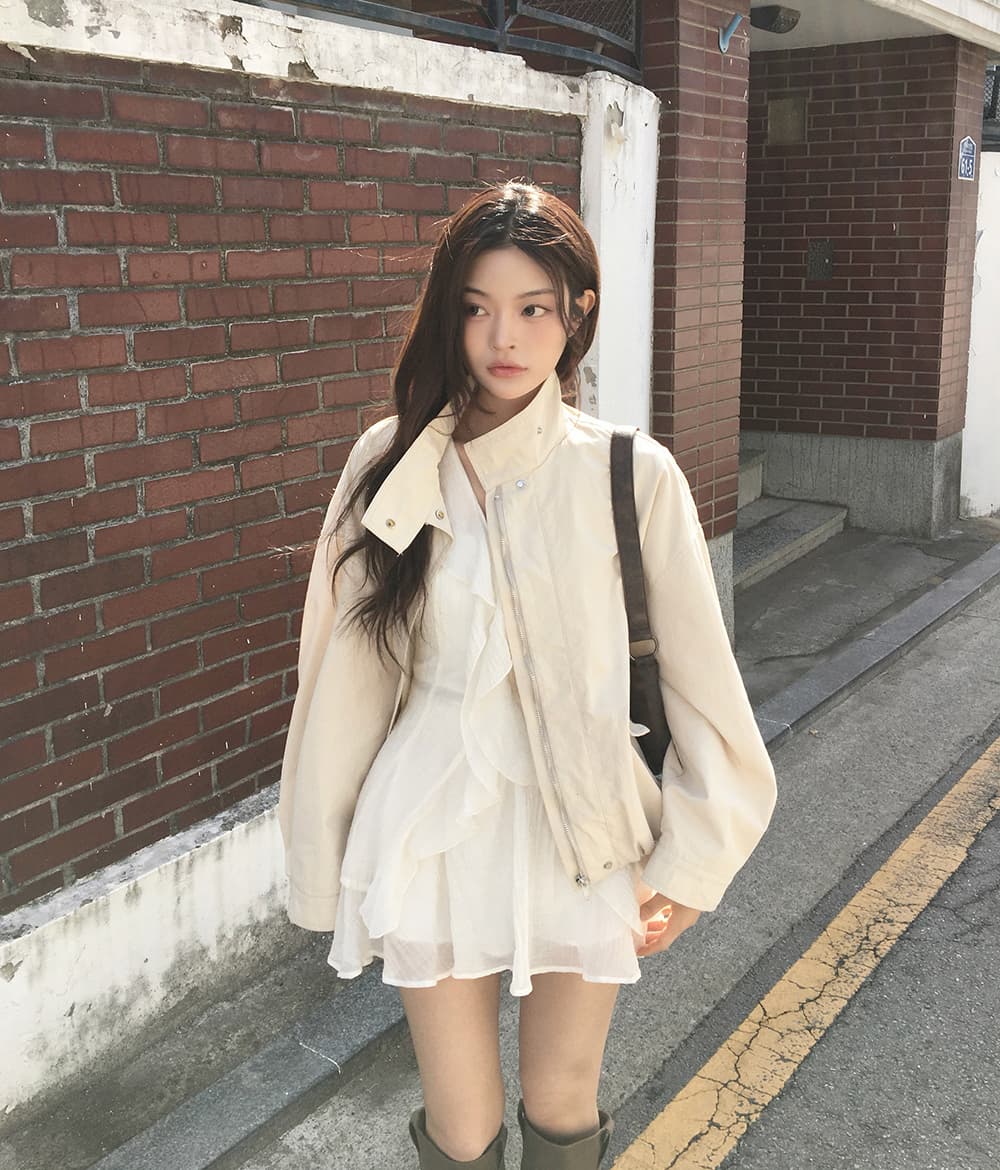 있음 선적 슈퍼 요정 프릴 작은 키 나팔 긴팔 드레스 투피스 세트 상세 이미지 12