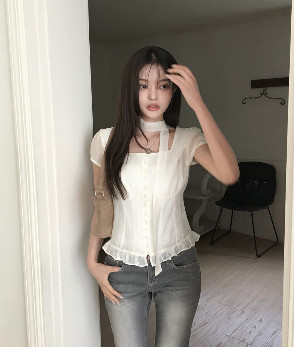있음 선적 쿠이 지혜 보여주기 같은 단락 눈 허용하다 같은 단락 광장 칼라 스트랩 싱글 줄 버튼 반팔 셔츠 상세 이미지 12