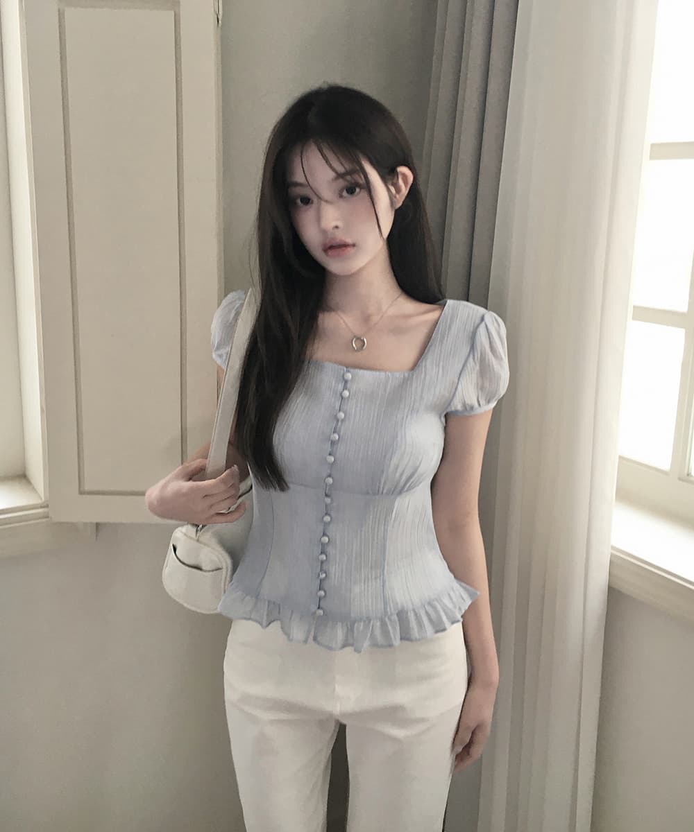 있음 선적 쿠이 지혜 보여주기 같은 단락 눈 허용하다 같은 단락 광장 칼라 스트랩 싱글 줄 버튼 반팔 셔츠 상세 이미지 16