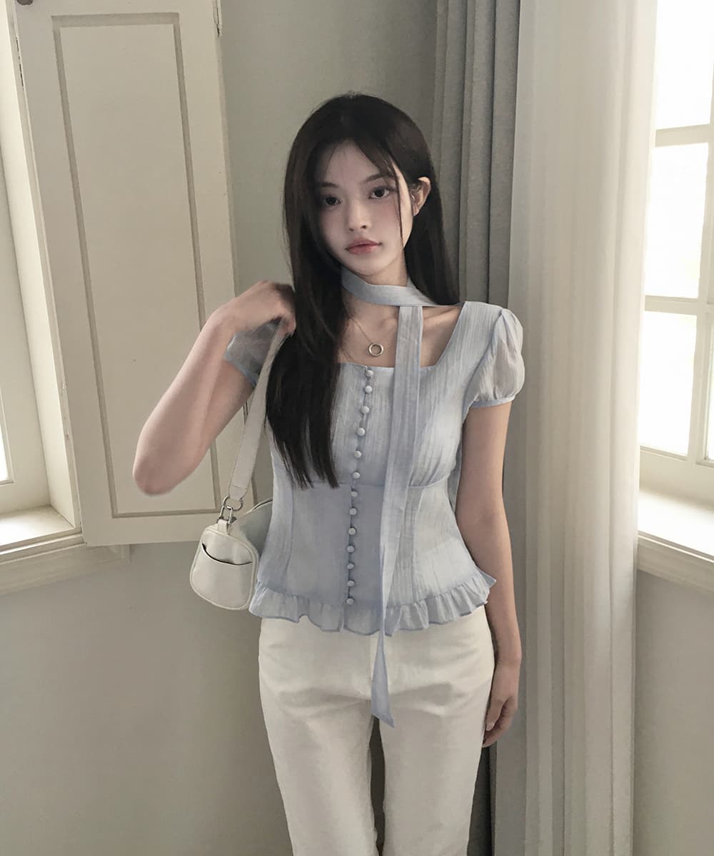있음 선적 쿠이 지혜 보여주기 같은 단락 눈 허용하다 같은 단락 광장 칼라 스트랩 싱글 줄 버튼 반팔 셔츠 상세 이미지 19