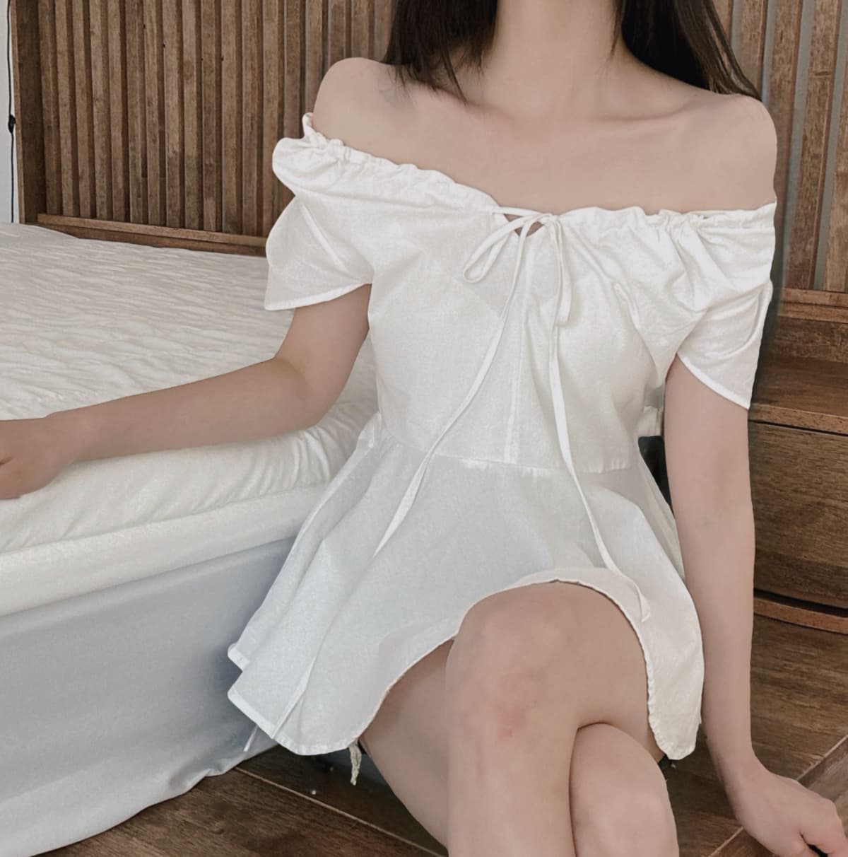 프랑스식 레트로 주름 레이스 업 셔츠 여성 의류 여름 허리 수축 맨위 디자인 센스 작은 대중 트렌디 상세 이미지 9