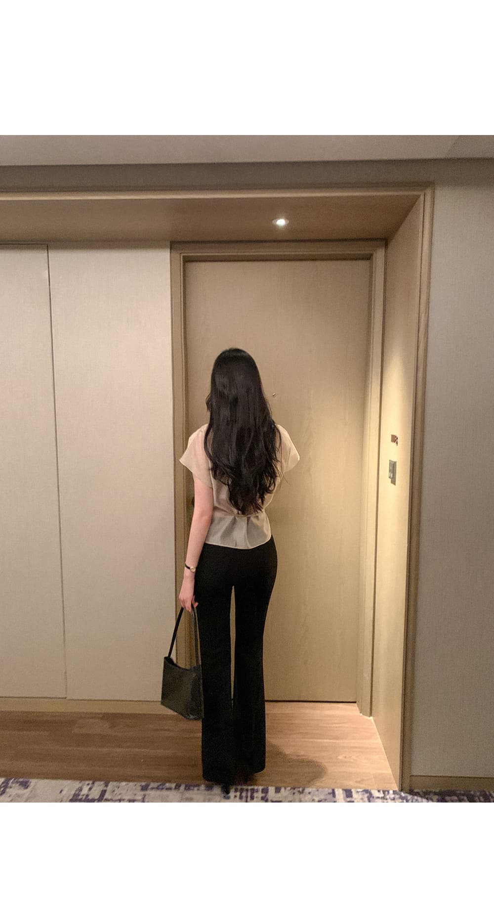한 부서 품격 마이크로 ~을 통해 허리 레이스업 반팔 셔츠 상세 이미지 20