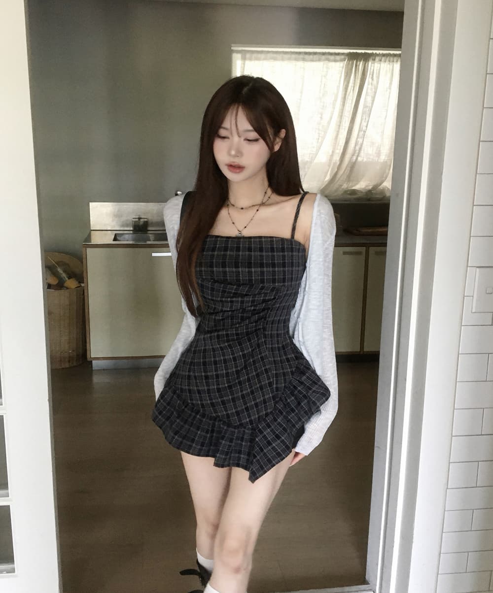 작은 키 달콤한 차가운 레트로 센스 민소매 체크무늬 패치워크 캐미솔 여름 새로운 불규칙 패치워크 맨위 상세 이미지 14