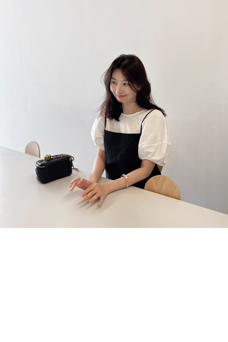면 린넨 작은 대중 거품 소매 베이지 색 반팔 셔츠 맨위 여성 상세 이미지 49