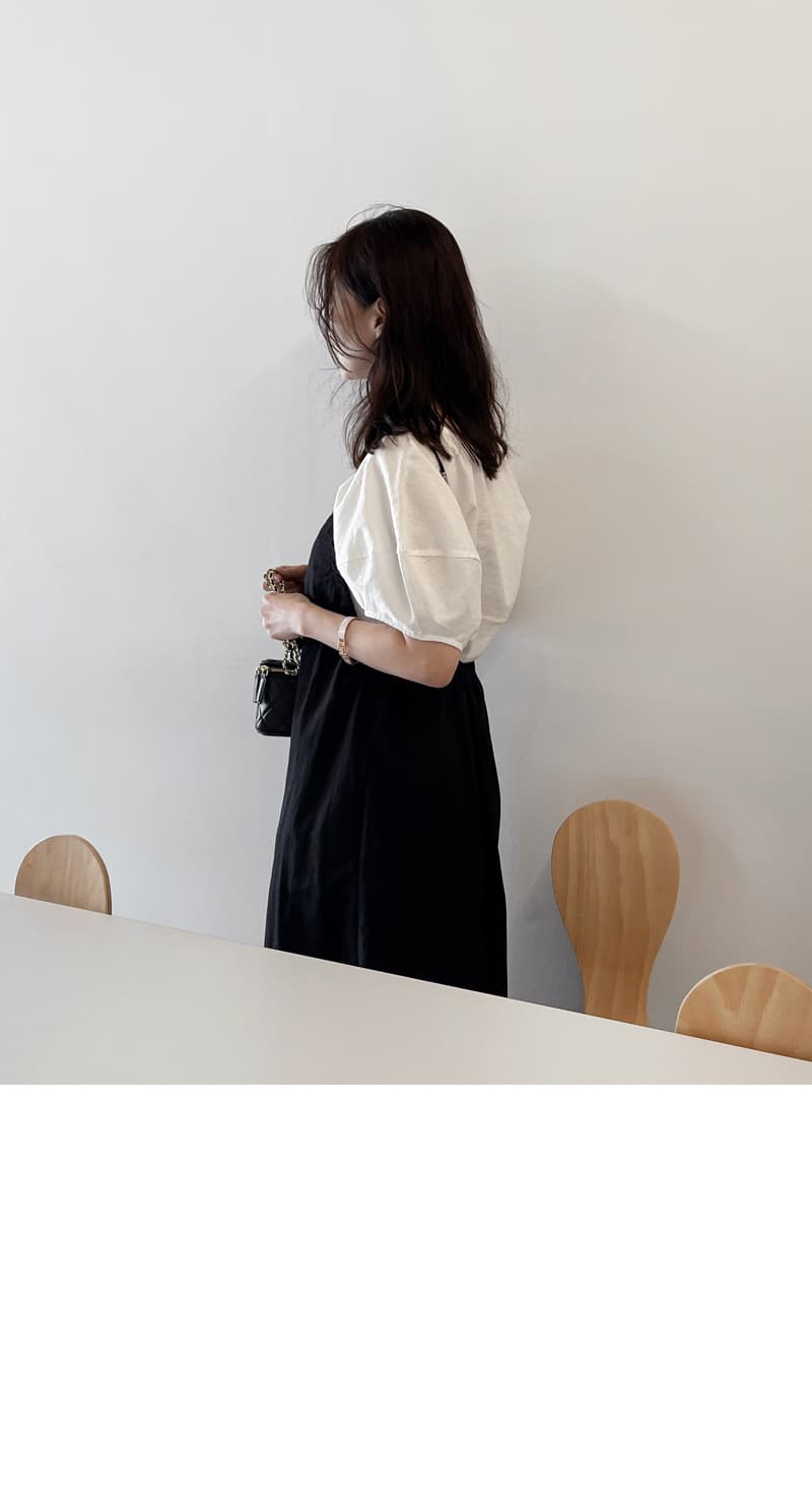 면 린넨 작은 대중 거품 소매 베이지 색 반팔 셔츠 맨위 여성 상세 이미지 55