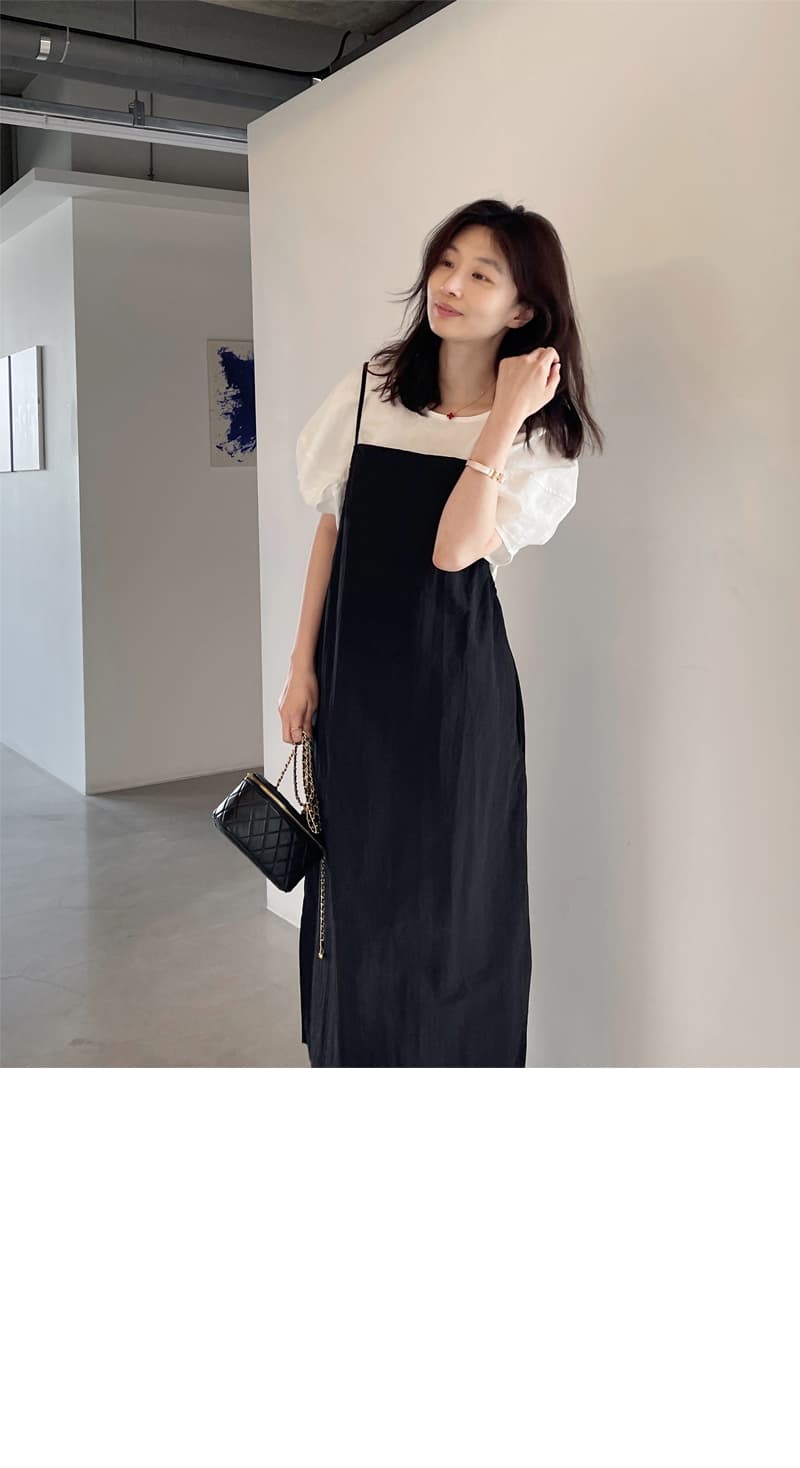 면 린넨 작은 대중 거품 소매 베이지 색 반팔 셔츠 맨위 여성 상세 이미지 62