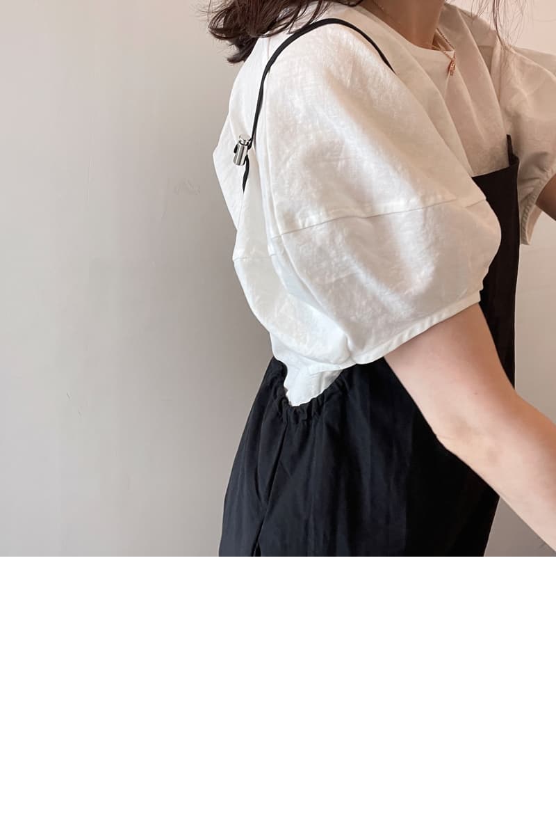 면 린넨 작은 대중 거품 소매 베이지 색 반팔 셔츠 맨위 여성 상세 이미지 70