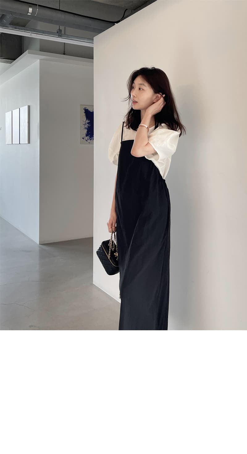 면 린넨 작은 대중 거품 소매 베이지 색 반팔 셔츠 맨위 여성 상세 이미지 73