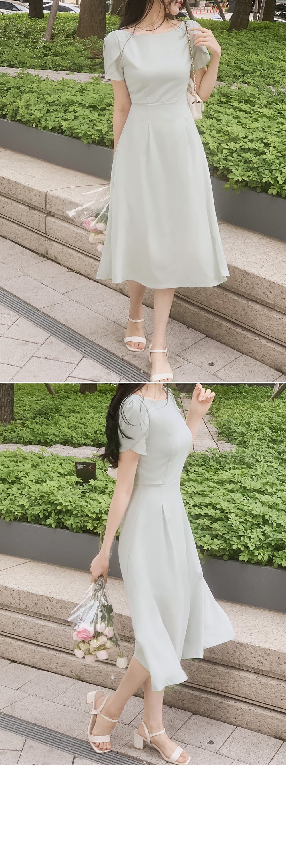 있음 선적 차 휴식 프랑스식 품격 여성 드레스 여름 작은 키 고급 센스 치마 허리 수축 롱 스커트 상세 이미지 24