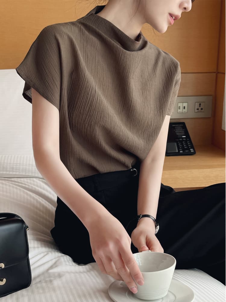 품격 반하이넥 칼라 다용도 실크 여성 셔츠 루즈핏 슬림해 보이는 맨위 여성
