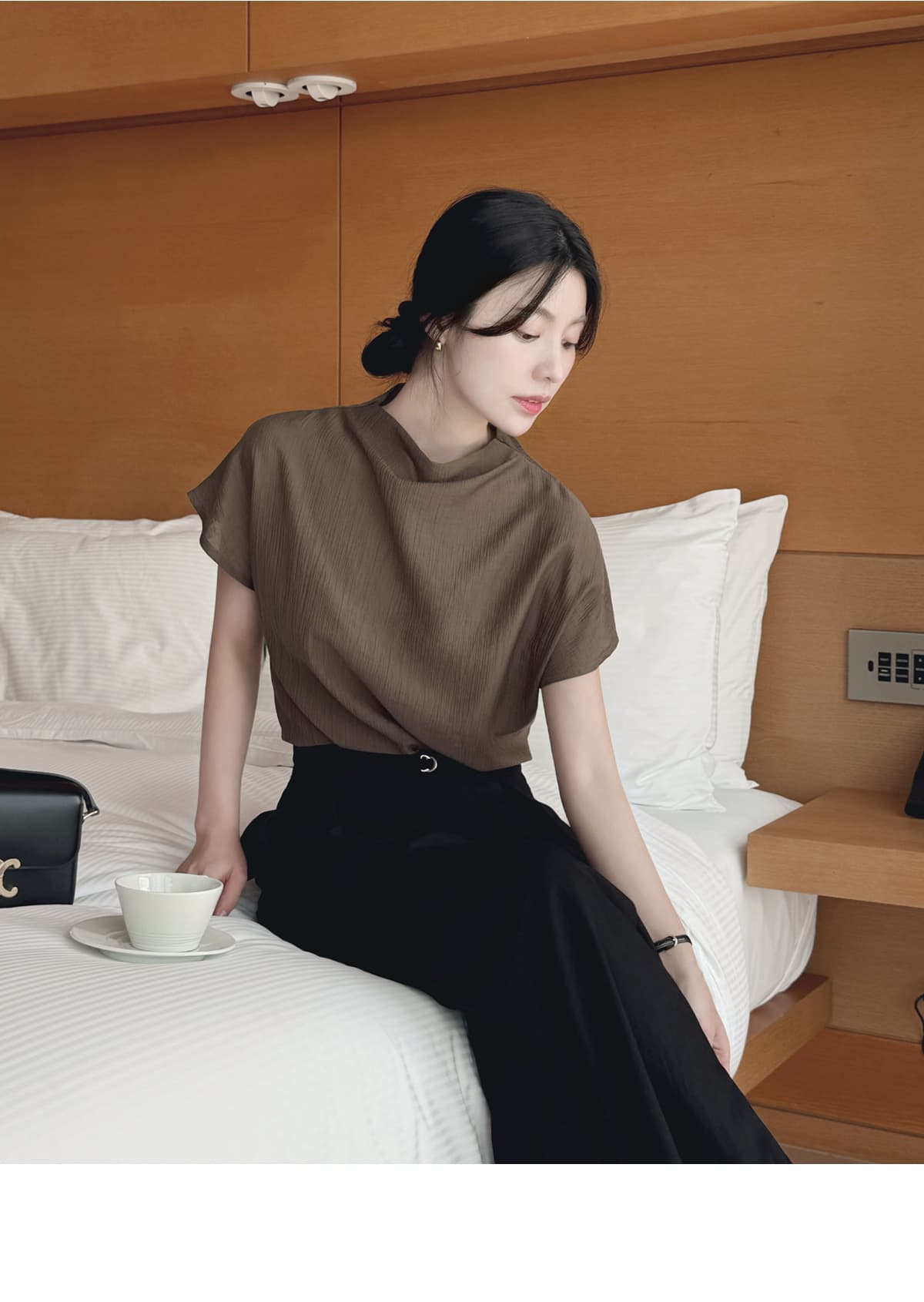 품격 반하이넥 칼라 다용도 실크 여성 셔츠 루즈핏 슬림해 보이는 맨위 여성 상세 이미지 6