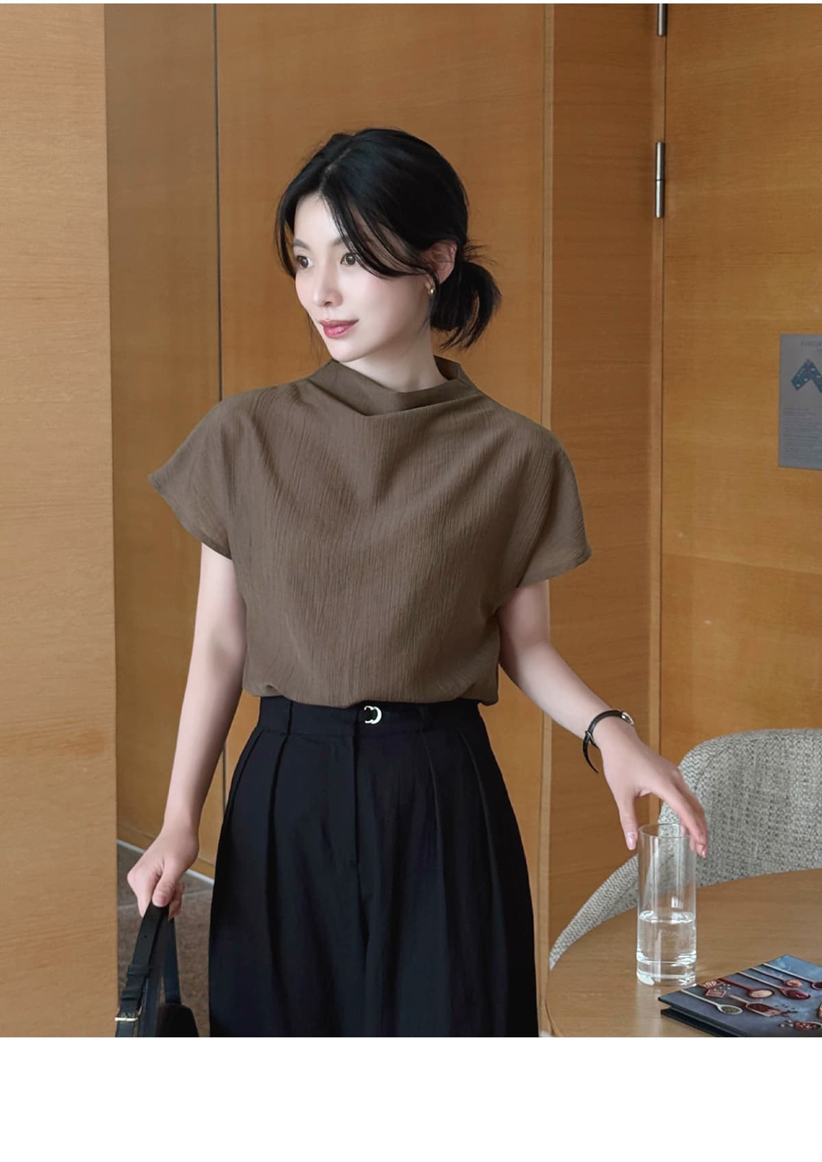 품격 반하이넥 칼라 다용도 실크 여성 셔츠 루즈핏 슬림해 보이는 맨위 여성 상세 이미지 10