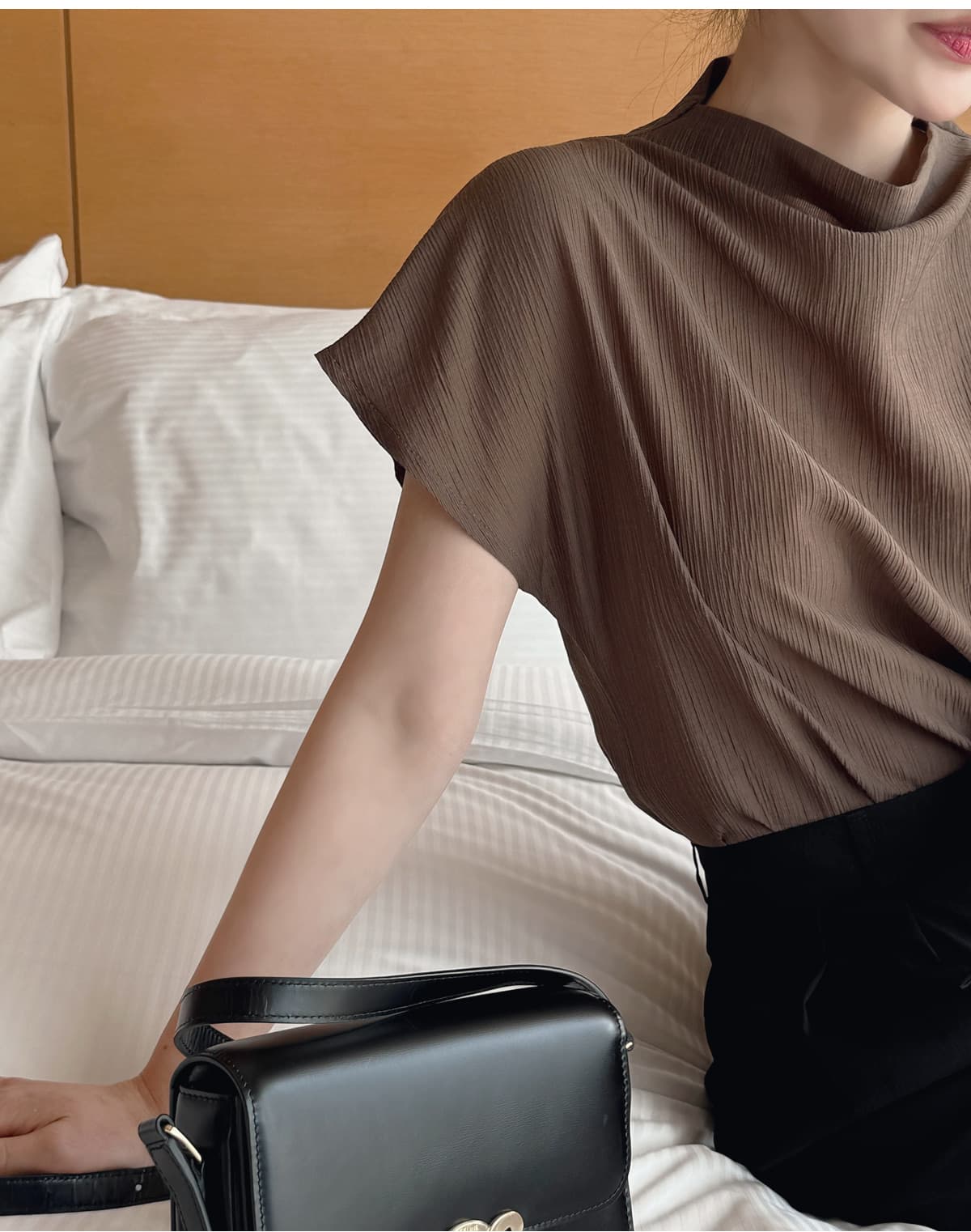 품격 반하이넥 칼라 다용도 실크 여성 셔츠 루즈핏 슬림해 보이는 맨위 여성 상세 이미지 13