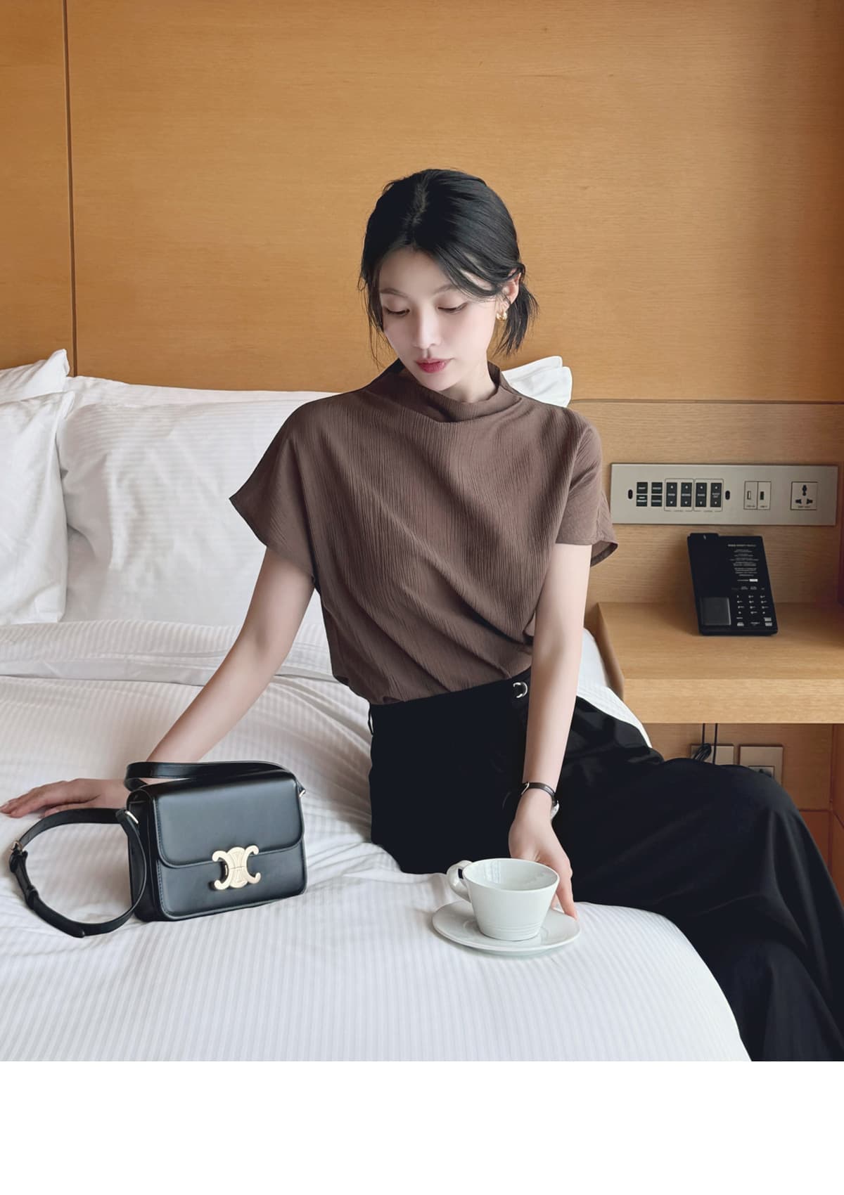 품격 반하이넥 칼라 다용도 실크 여성 셔츠 루즈핏 슬림해 보이는 맨위 여성 상세 이미지 14