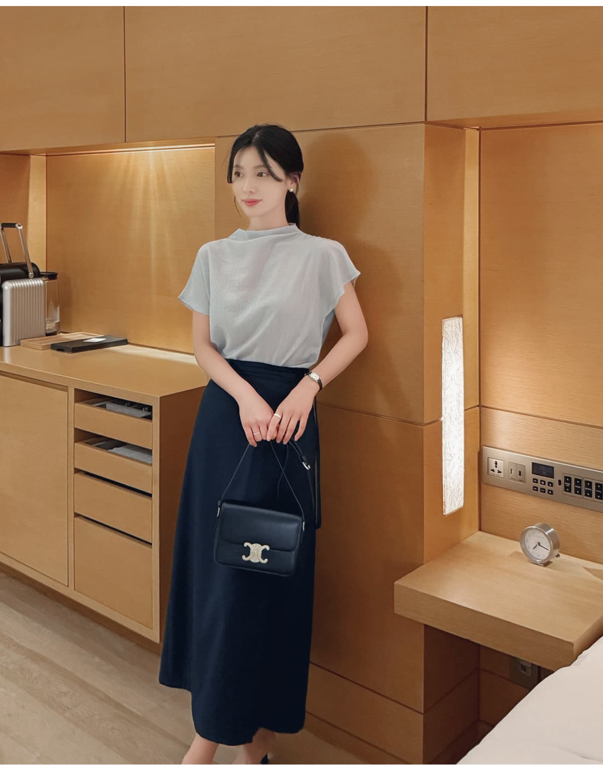 품격 반하이넥 칼라 다용도 실크 여성 셔츠 루즈핏 슬림해 보이는 맨위 여성 상세 이미지 15