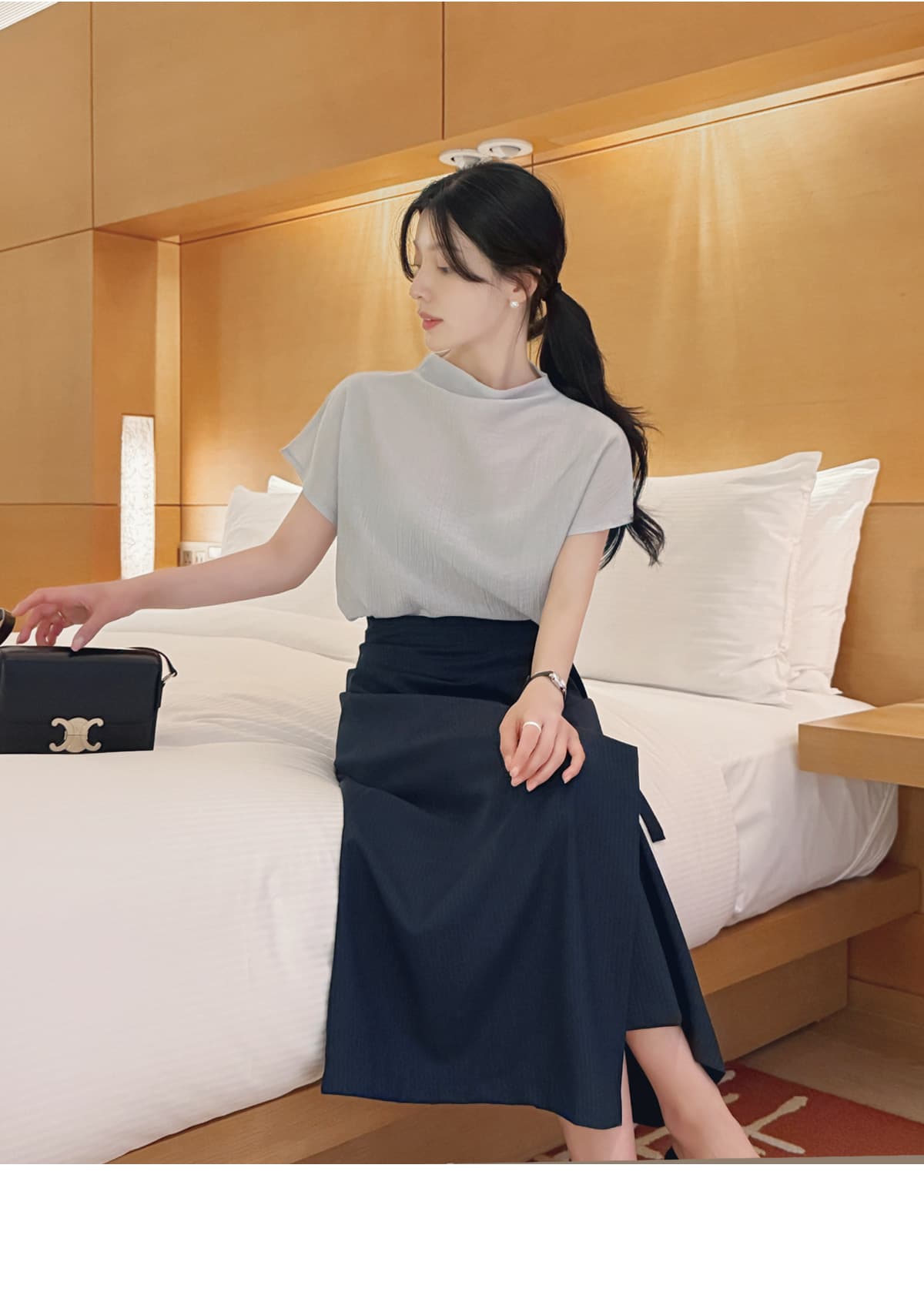 품격 반하이넥 칼라 다용도 실크 여성 셔츠 루즈핏 슬림해 보이는 맨위 여성 상세 이미지 18