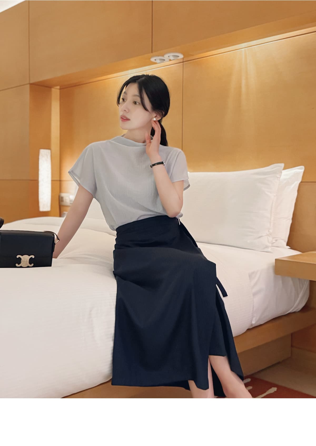 품격 반하이넥 칼라 다용도 실크 여성 셔츠 루즈핏 슬림해 보이는 맨위 여성 상세 이미지 22