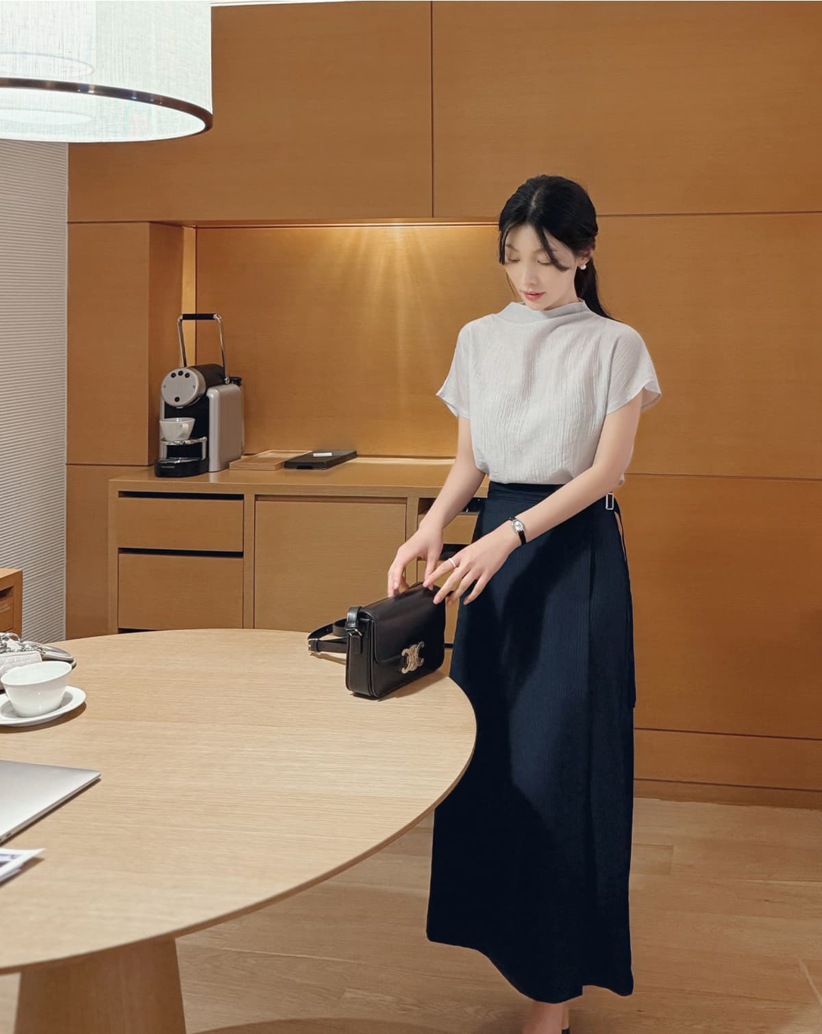 품격 반하이넥 칼라 다용도 실크 여성 셔츠 루즈핏 슬림해 보이는 맨위 여성 상세 이미지 23