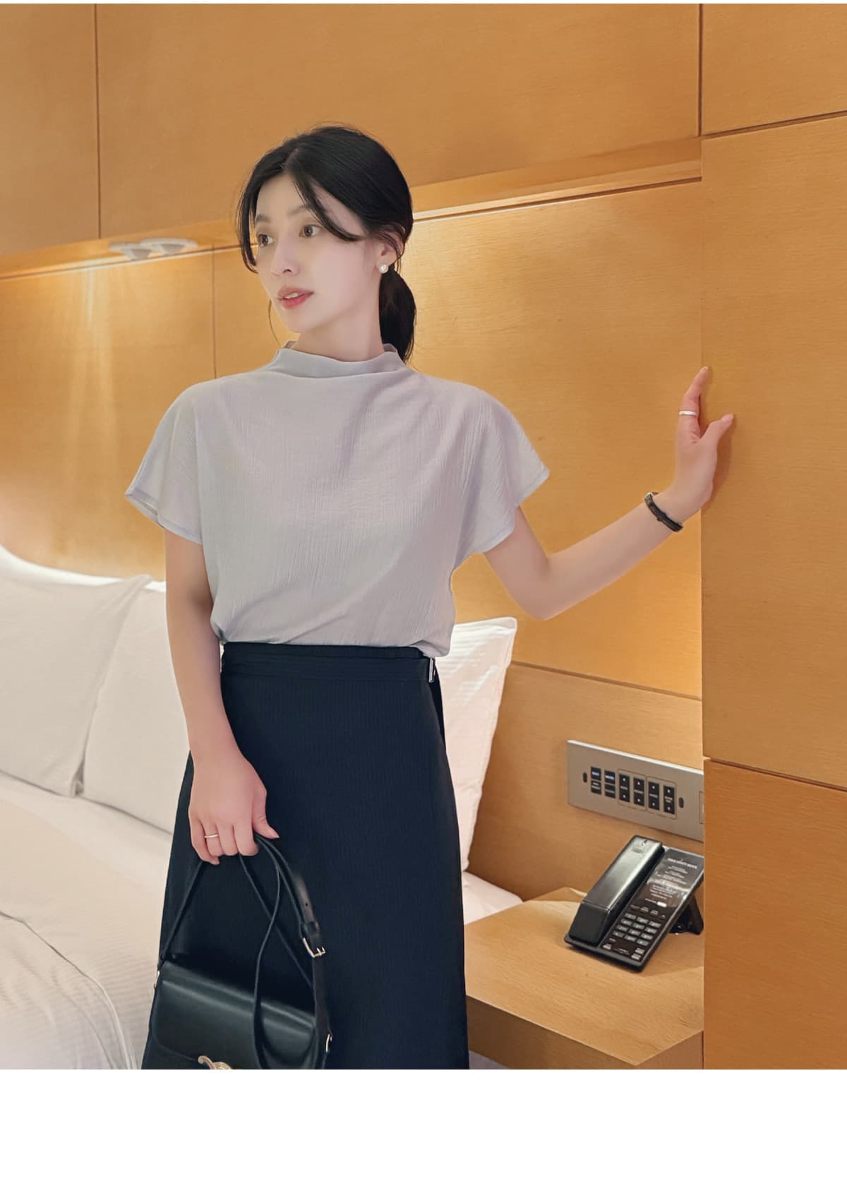 품격 반하이넥 칼라 다용도 실크 여성 셔츠 루즈핏 슬림해 보이는 맨위 여성 상세 이미지 25