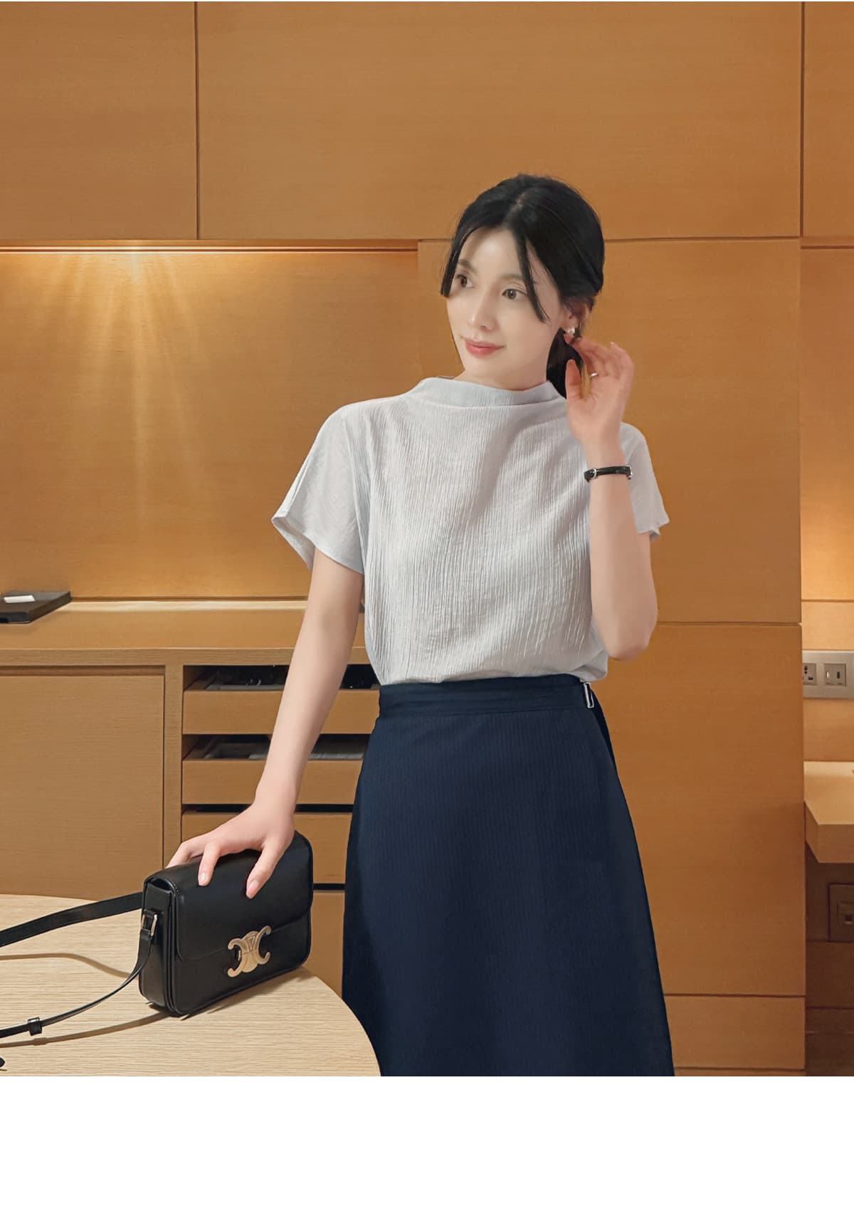 품격 반하이넥 칼라 다용도 실크 여성 셔츠 루즈핏 슬림해 보이는 맨위 여성 상세 이미지 27