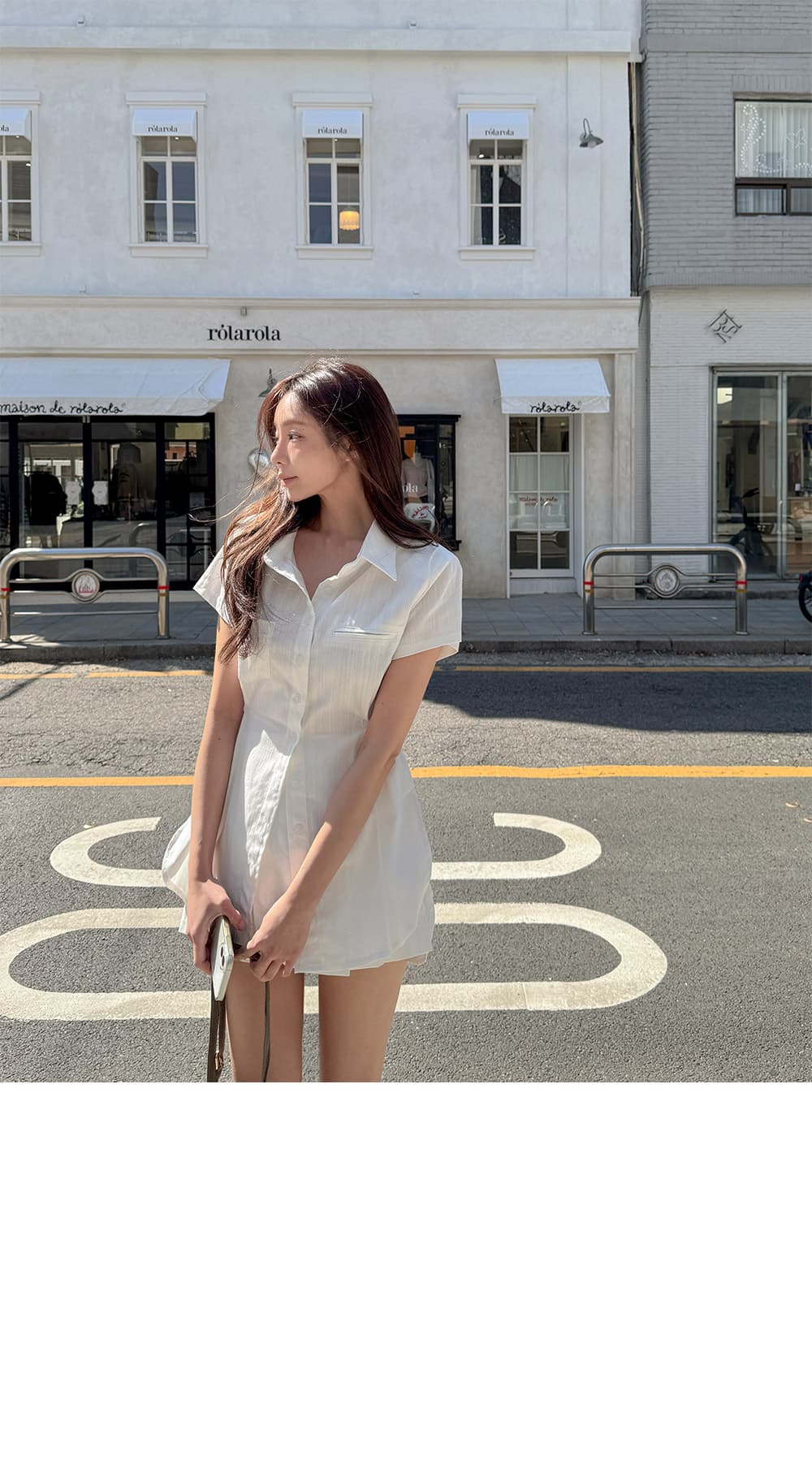 있음 선적 폴로 칼라 반팔 허리 수축 셔츠 스타일 드레스 플리츠 미니 스커트 투피스 세트 상세 이미지 16