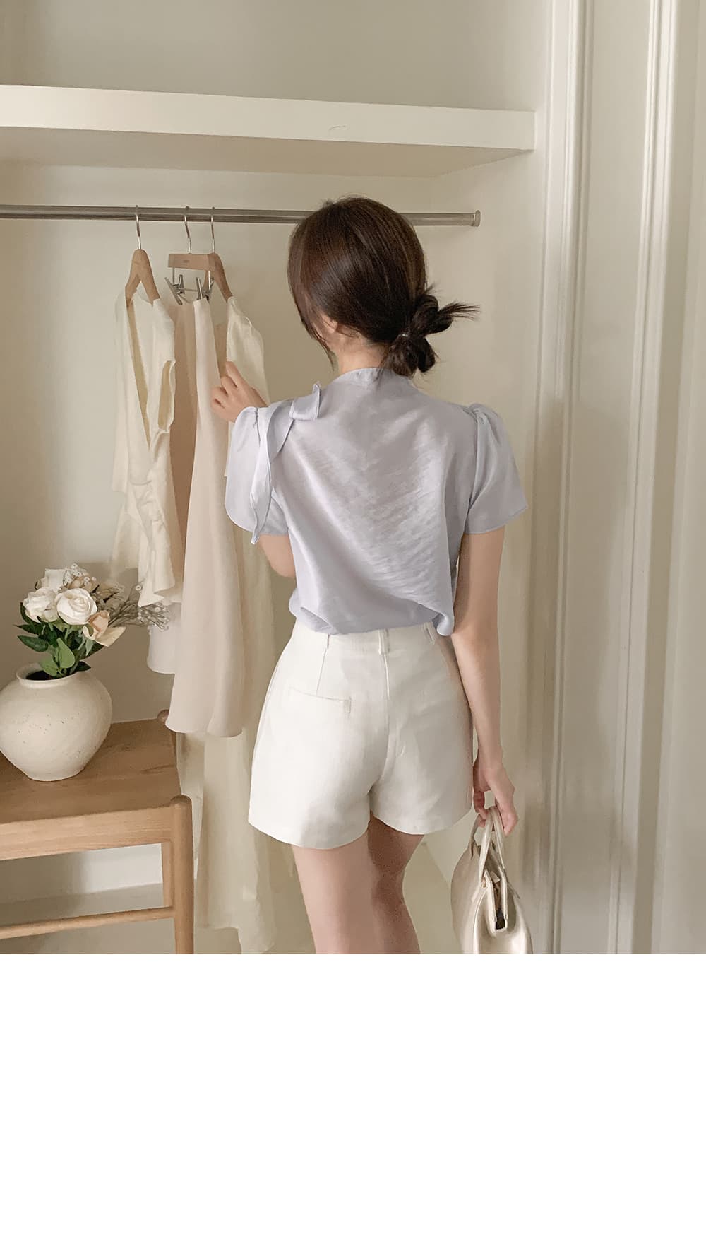 있음 선적 여름 한 부서 부드러운 품격 칼라 나비 넥타이 반팔 셔츠 상세 이미지 19