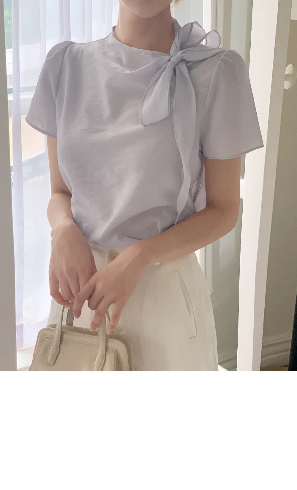 있음 선적 여름 한 부서 부드러운 품격 칼라 나비 넥타이 반팔 셔츠 상세 이미지 23