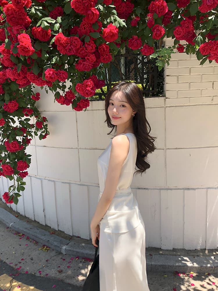 있음 선적 디자인 센스 민소매 여성 드레스 여름 새로운 작은 키 높은 품질 아름다운 요정 치마 이미지 2