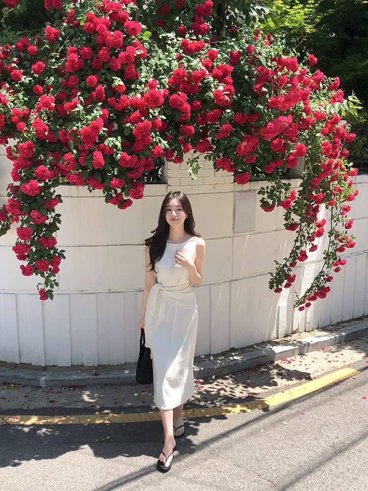 있음 선적 디자인 센스 민소매 여성 드레스 여름 새로운 작은 키 높은 품질 아름다운 요정 치마 이미지 4
