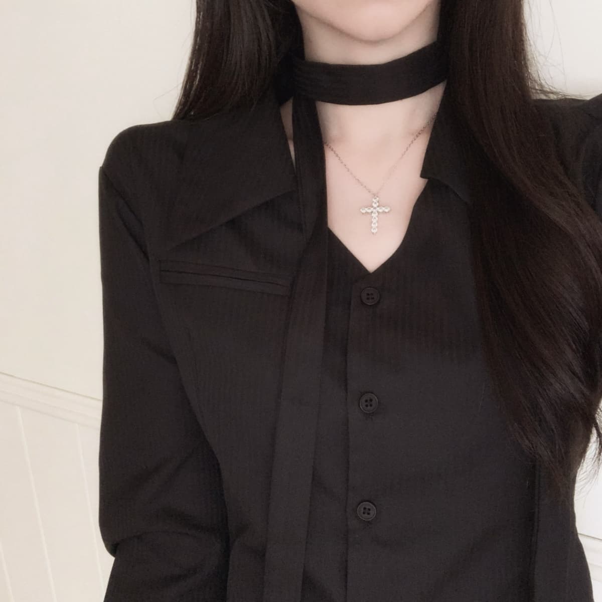 프랑스식 POLO 칼라 레이스업 허리 수축 여성 셔츠 외국 가스 루즈핏 하지마. 상세 이미지 18