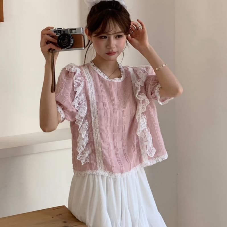 레이스 레이스 여성 셔츠