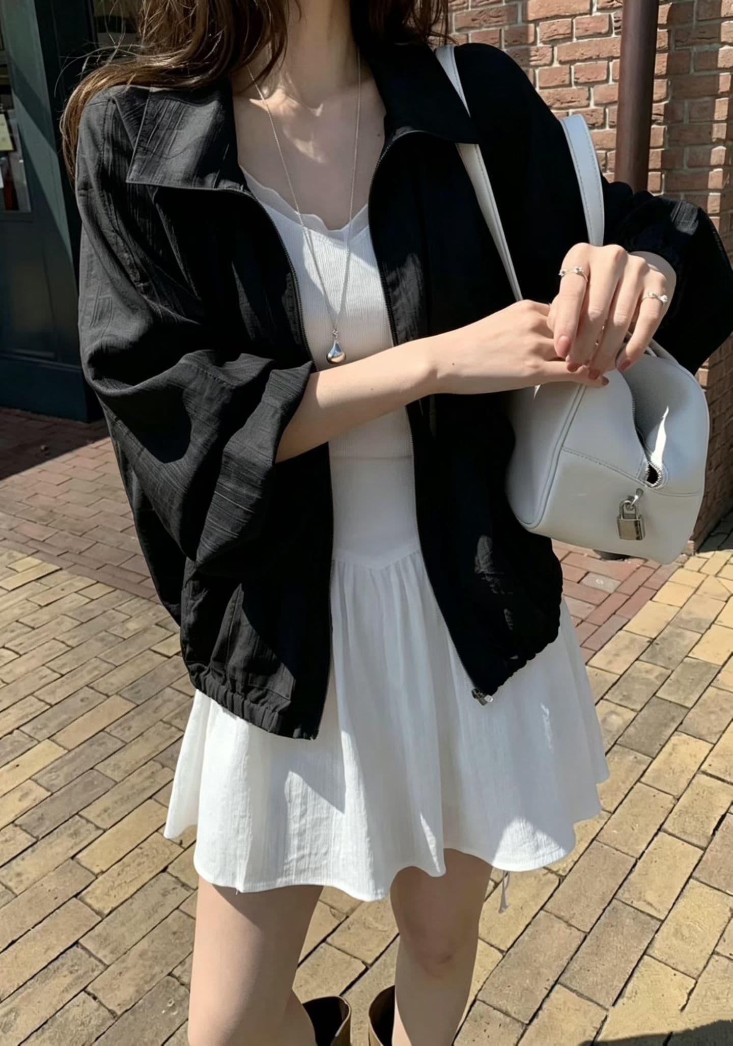 2026 년 한 국풍 가을 루즈핏 다용도 폴로 칼라 자외선 차단 재킷 디스플레이 화이트 슈퍼 청 자외선 차단 재킷 이미지 4