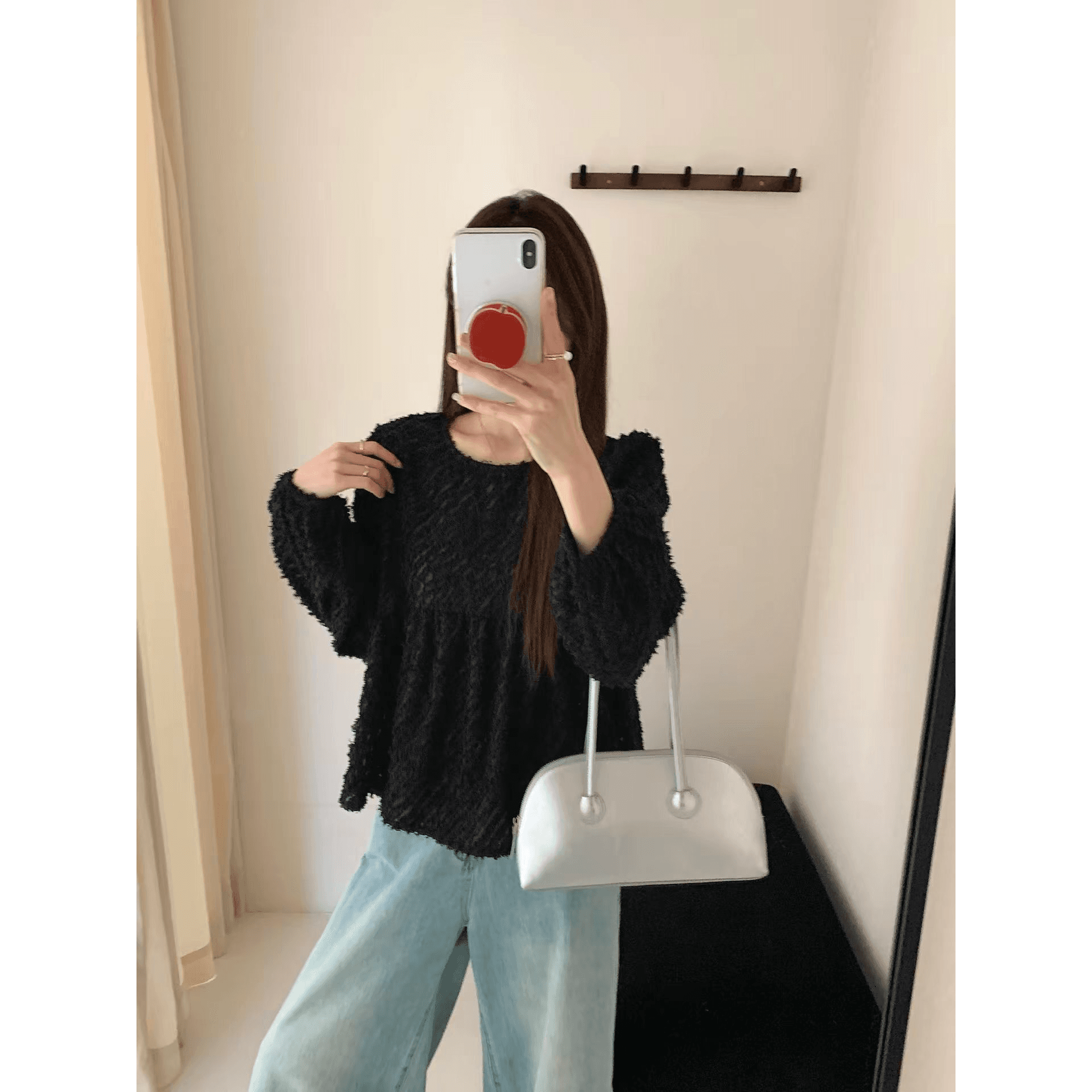 가을 새로운 동대문 한 스타일 달콤함 사선 무늬 연령 감소 다용도 맨위 긴팔 셔츠 여성 이미지 5