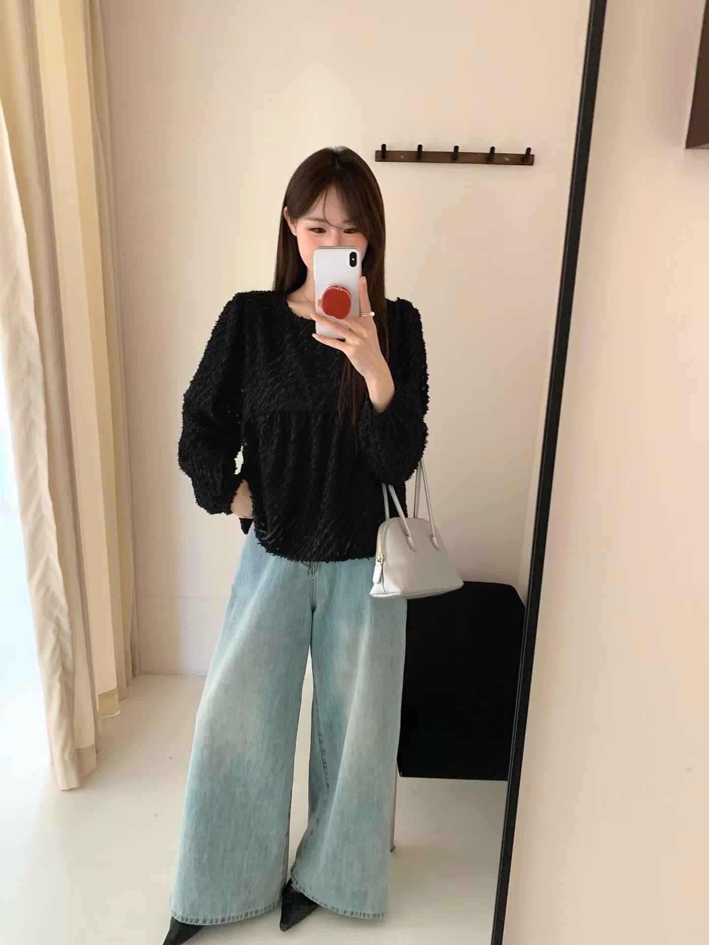 가을 새로운 동대문 한 스타일 달콤함 사선 무늬 연령 감소 다용도 맨위 긴팔 셔츠 여성 상세 이미지 4