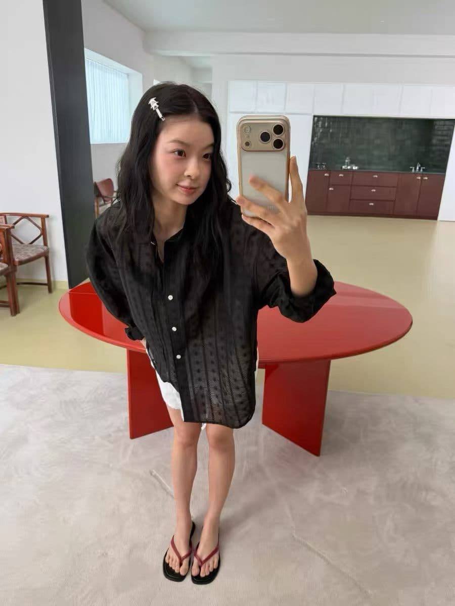 재고 있음 새로운 한국 스타일 개성 양면 자수 루즈핏 셔츠 상세 이미지 2