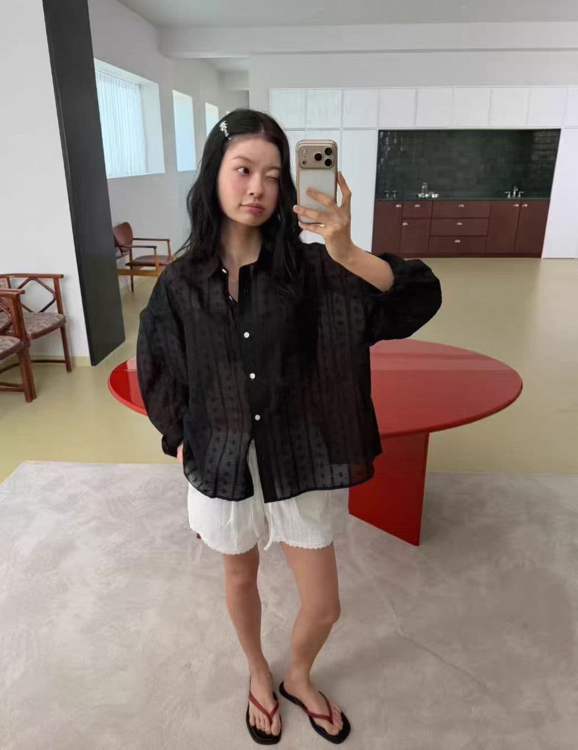 재고 있음 새로운 한국 스타일 개성 양면 자수 루즈핏 셔츠 상세 이미지 4