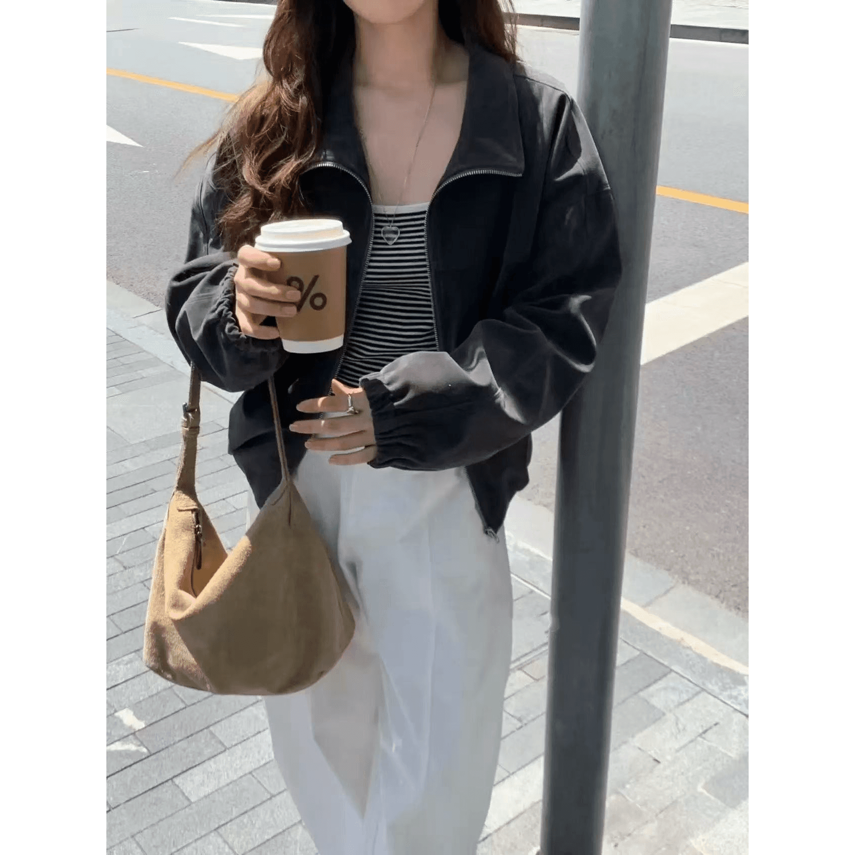 26 가을 겨울 한국 chic 레트로 작은 대중 루즈핏 캐주얼 긴팔 스웨이드 원단 야구 유니폼 재킷 재킷 이미지 5