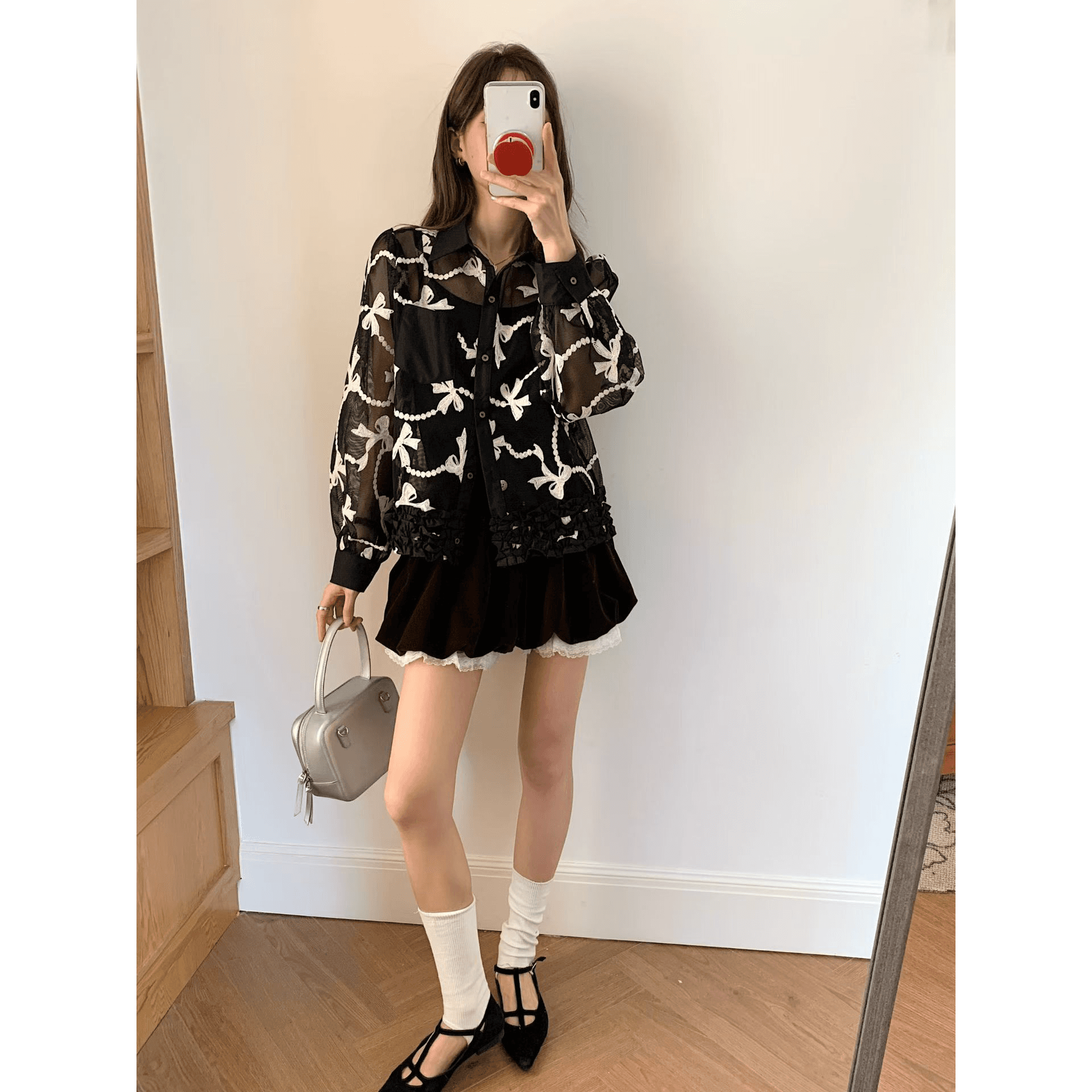 가을 겨울 긴팔 홀로우 아웃 셔츠 오픈 가디건 여성 26 한국 스타일 맨위 이미지 5