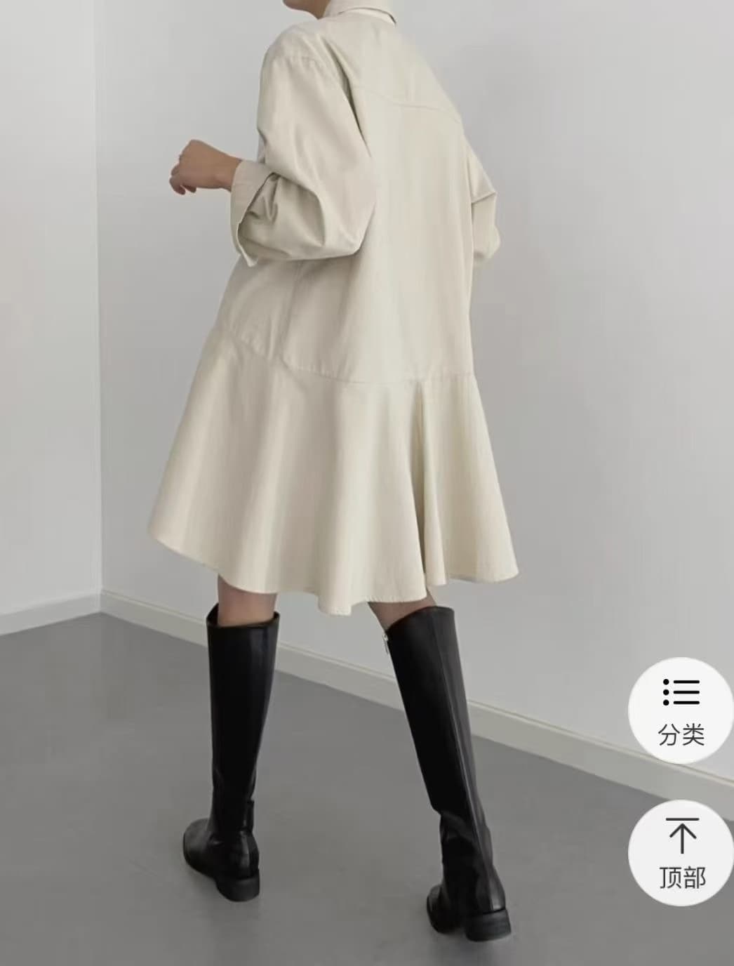 한국 chic 연령 감소 루즈핏 싱글 줄 버튼 폴로 칼라 프릴 인형 셔츠 드레스 상세 이미지 4