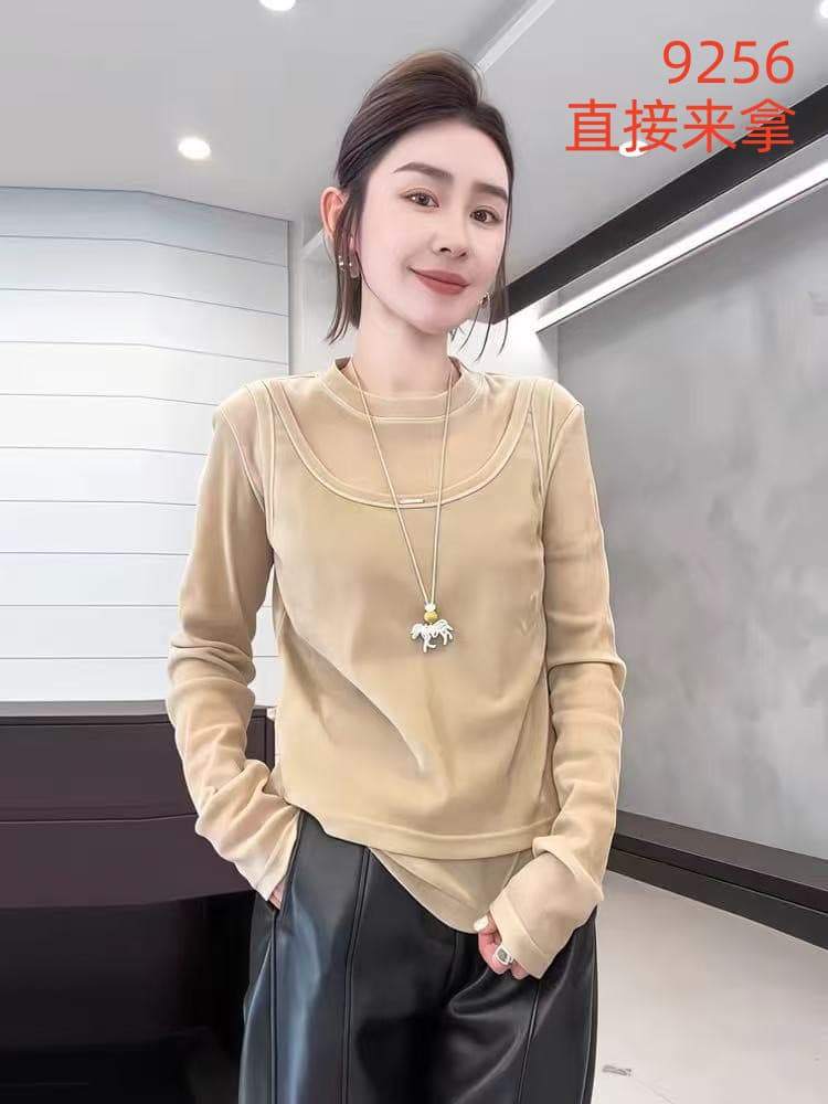 유럽 니켈 사설 서비스 페이크 레이어드 조끼 티셔츠 벨벳