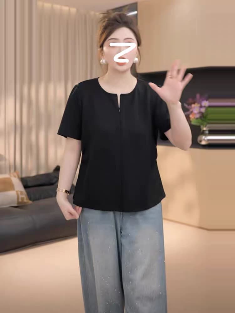 지방 지아 지아 펜 Da t 봄 새로운 패션 슬림해 보이는 다용도 반팔 맨위 여성 h626a00948-1 이미지 3