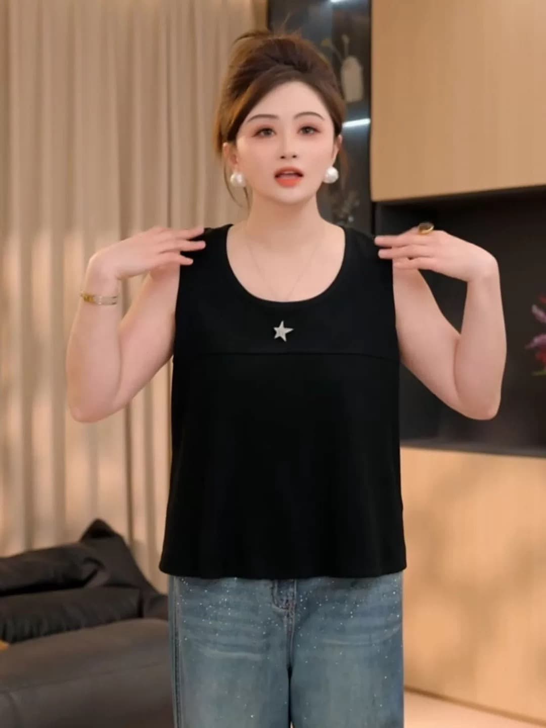 지방 지아 지아 별 조끼 봄 여름 패션 캐주얼 높음 폭탄 인사이드 가져 가라. 만나는 맨위 여성 h626u04577 이미지 4
