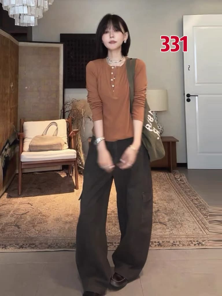 맑은 하늘 시리아 언어 한 부서 미니멀리즘 캐주얼 헨리 칼라 다용도 슬림해 보이는 티셔츠 여성