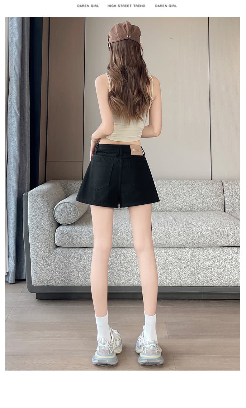실사 디자인 센스 검정색 데님 짧은 바지 여성 여름 얇은 스타일 2026 새로운 트렌드 슬림해 보이는 다용도 폭발 핫 바지 상세 이미지 22