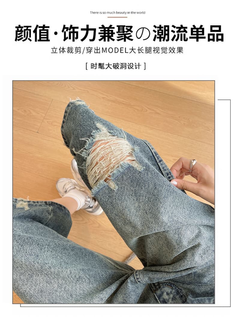 실사 아메리칸 7 점 파란색 청바지 2026 새로운 높음 거리 작은 키 스트레이트 캐주얼 5 점 중 반바지 여성 상세 이미지 3