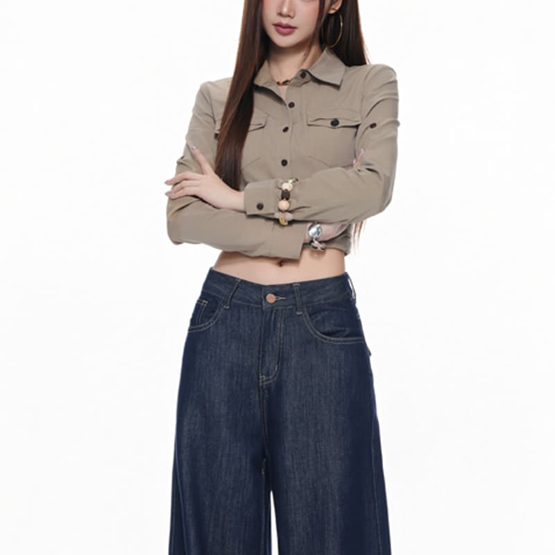 실사 주간 실크 넓은 다리 청바지 여성 2026 조기 가을 새로운 슬림해 보이는 도루 센스 핫걸 스트레이트 얼음 실크 바지 아이들 이미지 5