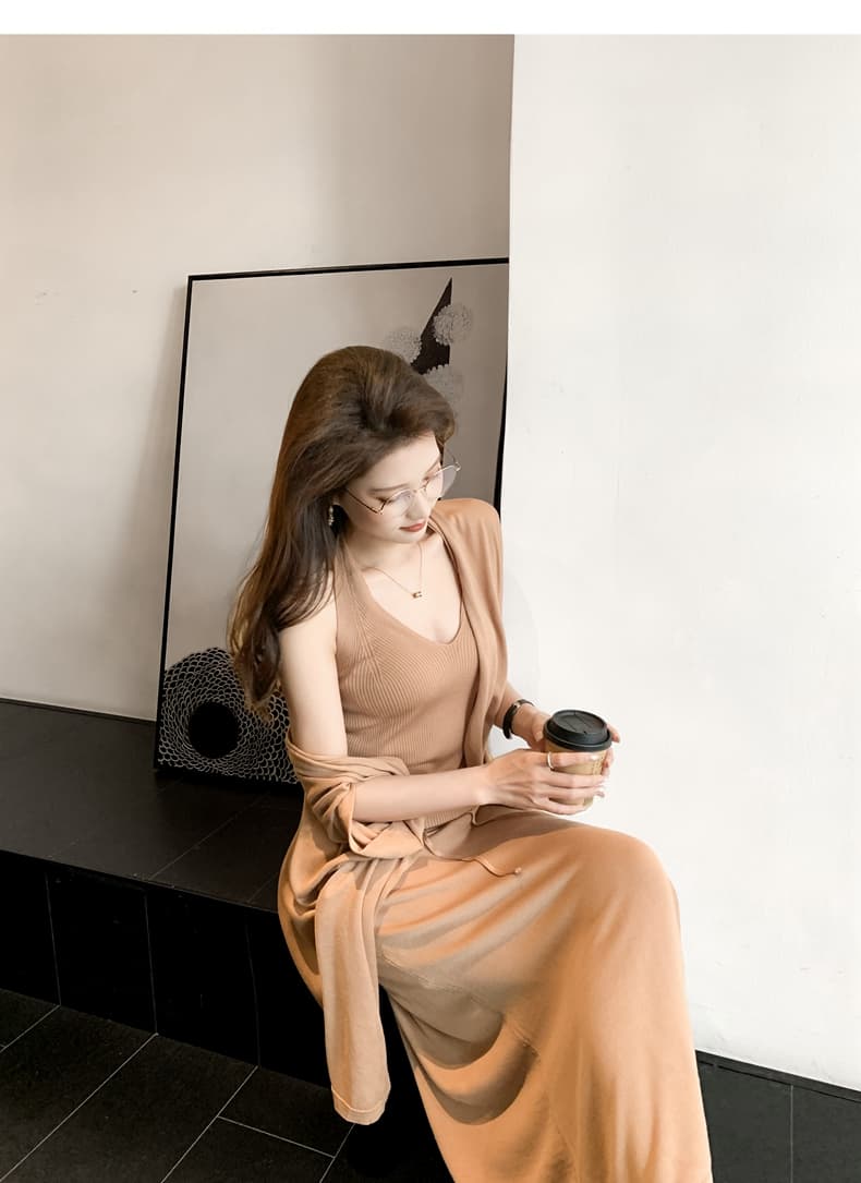 레트로 캐주얼 우아함 느긋한 바람 휴가 일상 착용 가져 가라. 세트 여름 새로운 슬림해 보이는 숙녀 순수한 욕망 바람 3종 세트 상세 이미지 19
