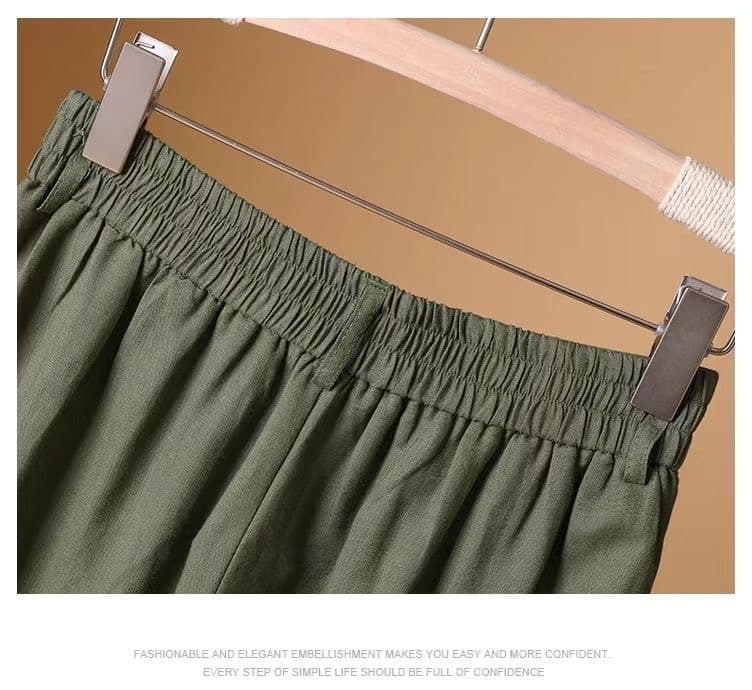 새로운 작은 키 루즈핏 7부 바지 여름 면 린넨 바지 얇은 스타일 하이웨이스트 슬림해 보이는 와이드 레그 팬츠 치마바지 상세 이미지 11