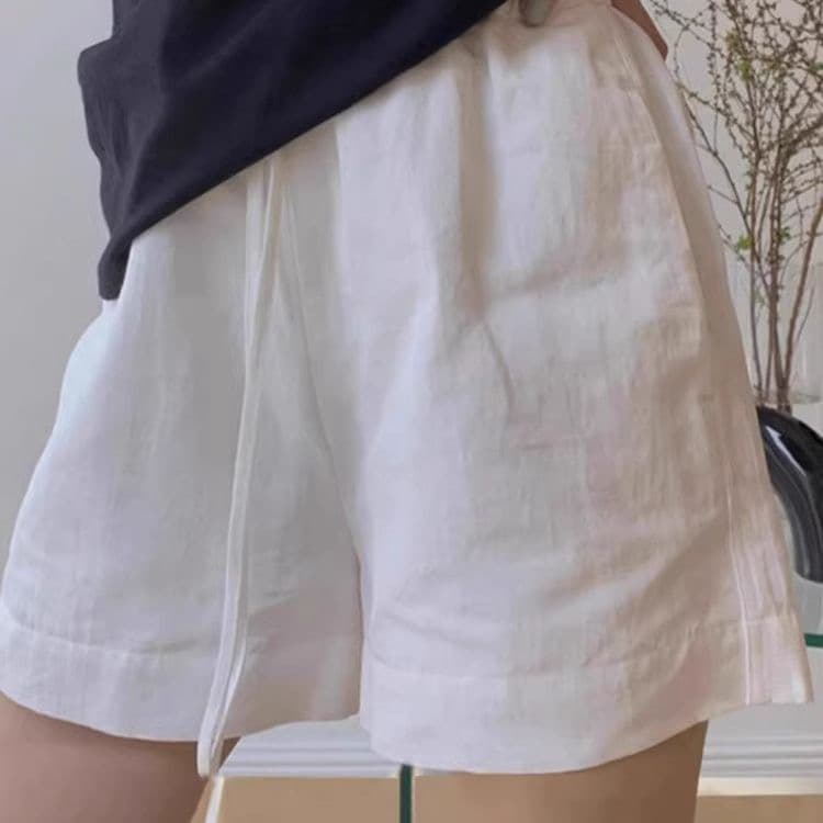 있음 안감 여름 반바지 넓은 다리 운동 밴딩 다용도 캐주얼 외출용 얇은 스타일 펌프 로프 작은 키 루즈핏 5 점 이미지 3